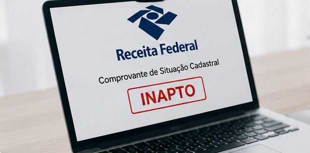 Tela da consulta da Receita Federal mostrando situação cadastral do CNPJ como INAPTO